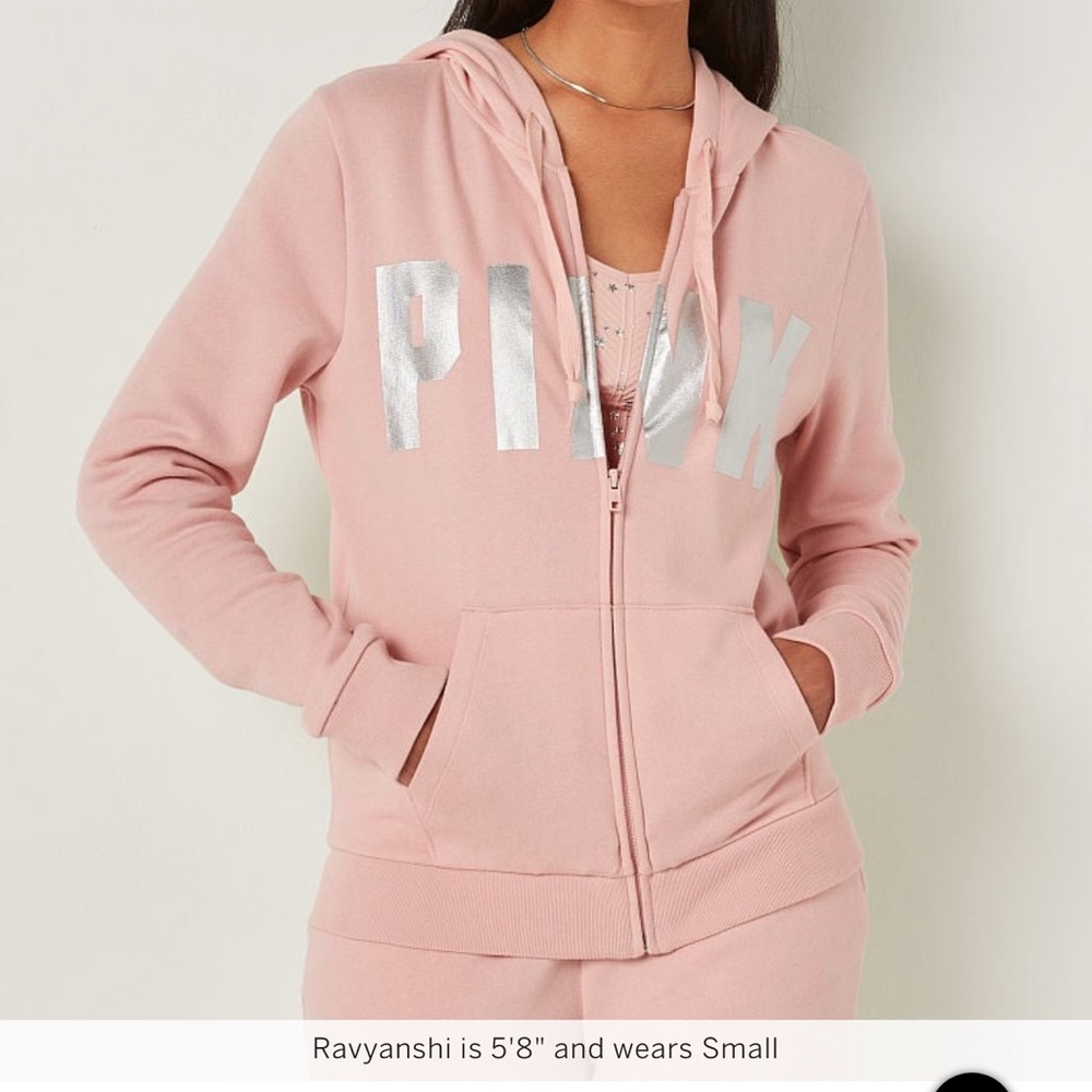 Victoria Secret PINK FLEECE ZIP-UP EVERYDAY HOODIE (S)